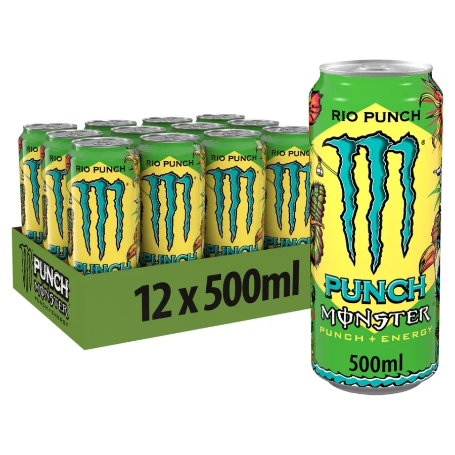 Monster Energy Drink 12 x 500 ml – Sortenpackung (Rio Punch, Nitro Peach, Ultra Strawberry, Bad Apple, Orange Dreamsicle, Zero Sugar, Peachy Keen, Lewis Hamilton Zero)